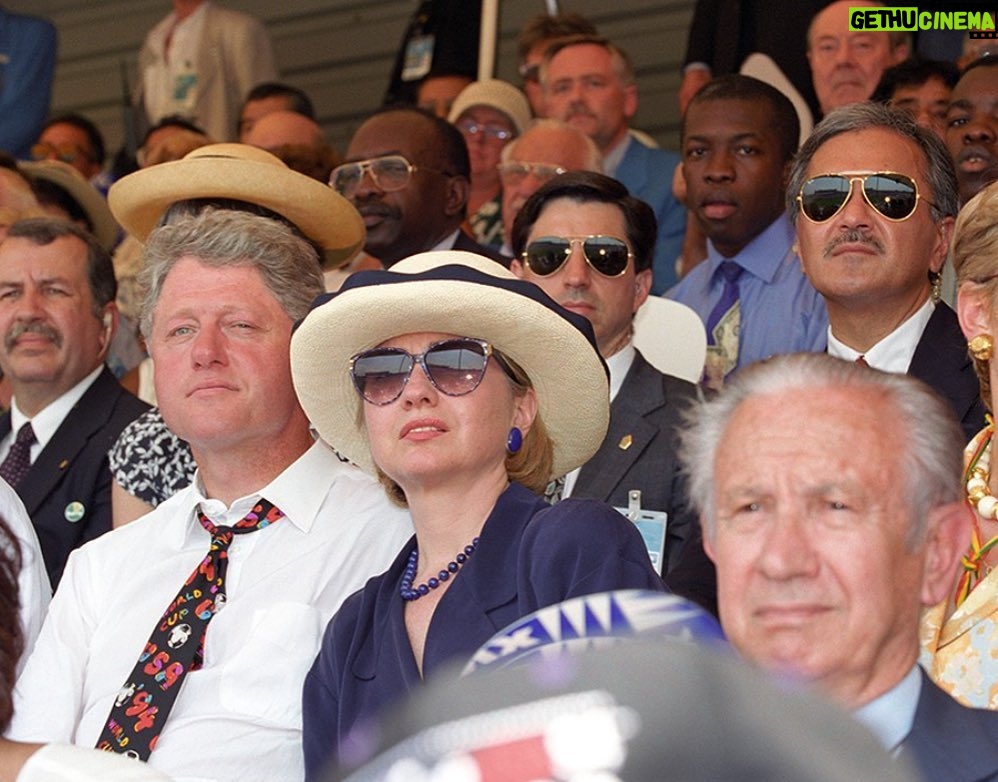 Hillary Clinton Instagram - Good luck to Team USA in today's #worldcup match! Here's a throwback to Bill and me cheering on teams at Soldier Field in Chicago when America hosted the tournament in 1994.
