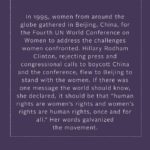 Hillary Clinton Instagram - "When @HillaryClinton traveled to Beijing and stood up for women’s human rights, her words resonated with me. My quilt captures this and my hope for my daughter’s future."— Artist @LuanaRubin Tomorrow, #WomensVoices will celebrate artists like Luana alongside agents of change who are placing women at the center of our leadership, our economy, our health — and so much more. RSVP for your reminder to tune in live at www.clintonfoundation.org/womensvoices