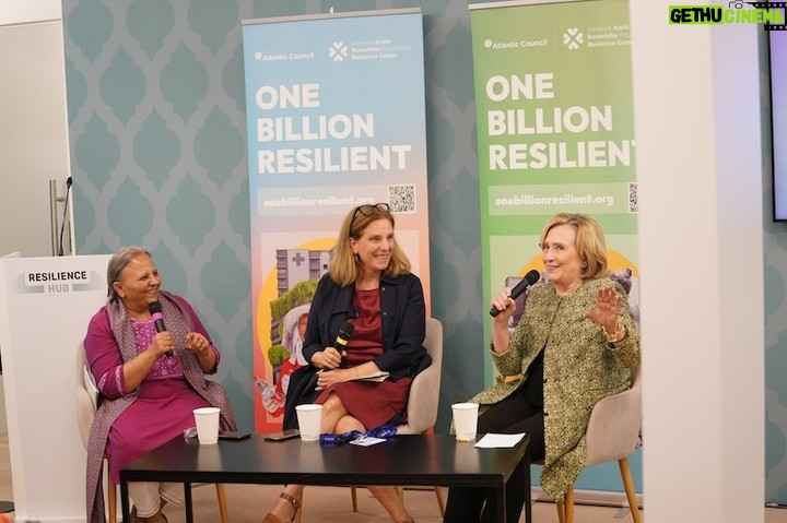 Hillary Clinton Instagram - Thank you to the Arsht-Rock Resilience Center and @AtlanticCouncil for keeping the focus on how gender-responsive policies must be at the center of climate action. I had a wonderful conversation with Global Chief Heat Officer Eleni Myrivili and SEWA Director Reema Nanavaty about what gender justice means in the face of climate impacts. #COP28 Photos: Holly Hayes