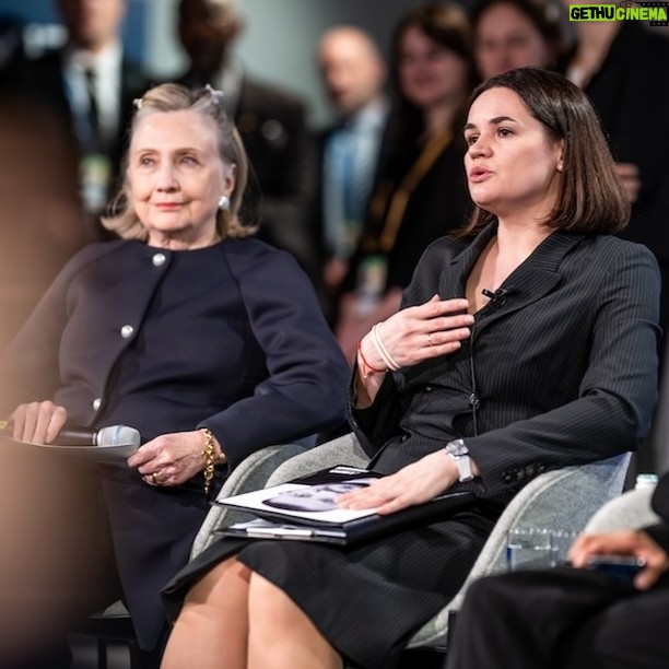 Hillary Clinton Instagram - I'm leaving Munich today with a lot of great memories from @MunSecConf, feeling energized about the global fight for democracy. It's a momentous year, with major elections happening for many of our allies as well as at home. We've got to make the stakes clear to voters around the world: we must choose civil discourse and coexistence over suppression, hatred, and violence. Democracy can be messy and frustrating, but it's endlessly preferable to the alternative. Let's fight for it. Thanks to @USAmbGermany, Amb. Deborah Lipstadt, Prime Minister @ediramaal of Albania, opposition leader @prezident.sveta of Belarus, and more for important conversations yesterday. Photos: ©Amerikahaus–Bavarian Center for Transatlantic Relations and Marc Mueller/MSC