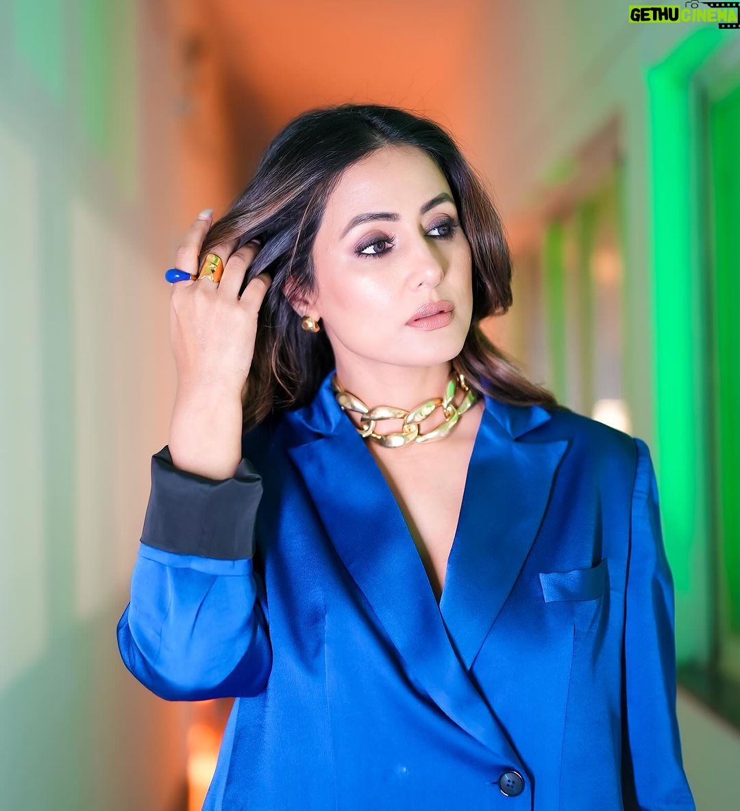 Hina Khan Instagram - What Love is..💙 Outfit @linetribe_ Jewels @misho_designs MUAH @sachinmakeupartist1 @siddhi_hairstylist 📸 @akshay_navlakhe