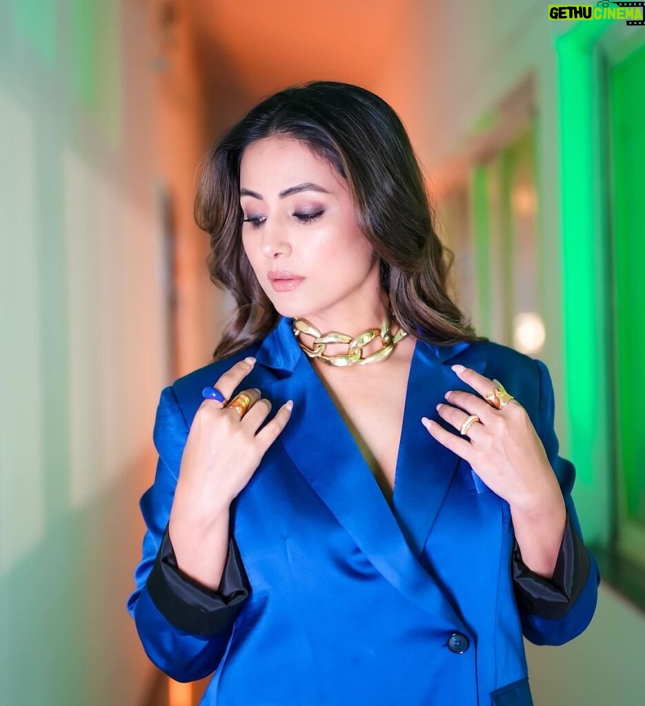 Hina Khan Instagram - What Love is..💙 Outfit @linetribe_ Jewels @misho_designs MUAH @sachinmakeupartist1 @siddhi_hairstylist 📸 @akshay_navlakhe