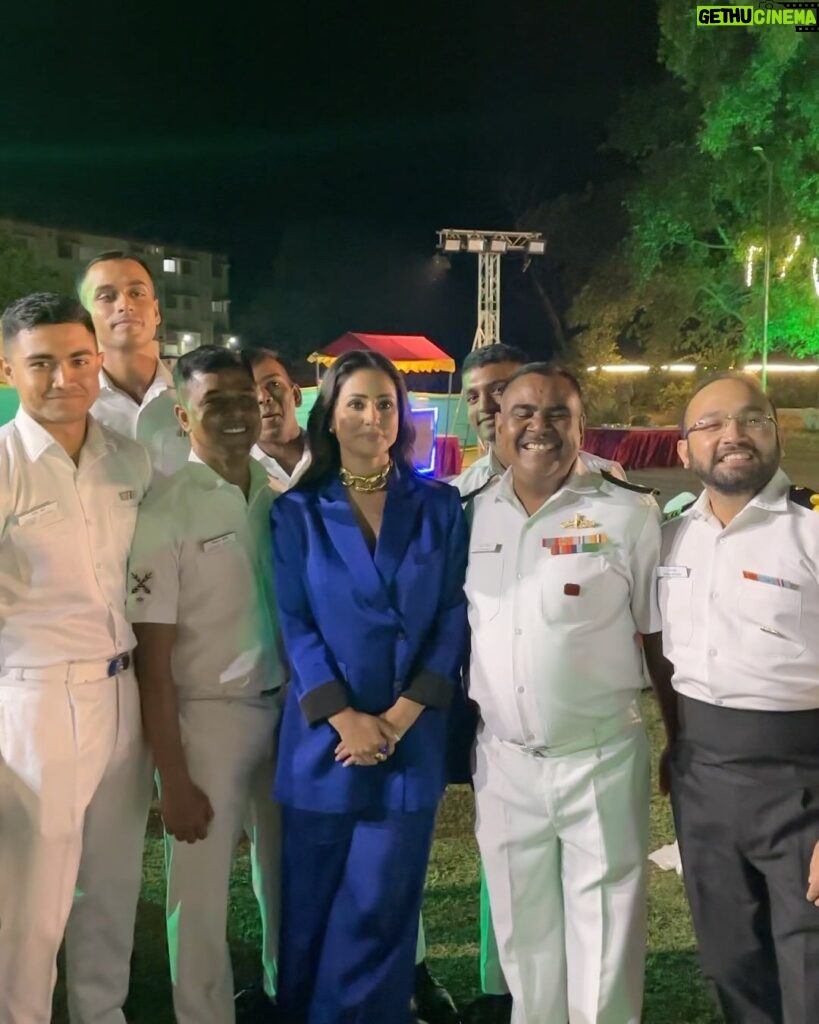 Hina Khan Instagram - Feeling incredibly honoured to have celebrated the Navy Day at INS SHIVAJI in remembrance of a crucial victory for our beloved Nation with India's strong Naval heroes. Thank you, Commodore Mohit Goel & Dr. Nihita Goel, for making me a part of this amazing event and having me and @monajsingh as Chief Guests. Salute to the courageous women and men of our Navy - your duty and commitment to our country inspires every Indian across the length and breadth of our Nation. #IndianNavy #NationalPride #SaluteOurHeroes #InspiredEveryday