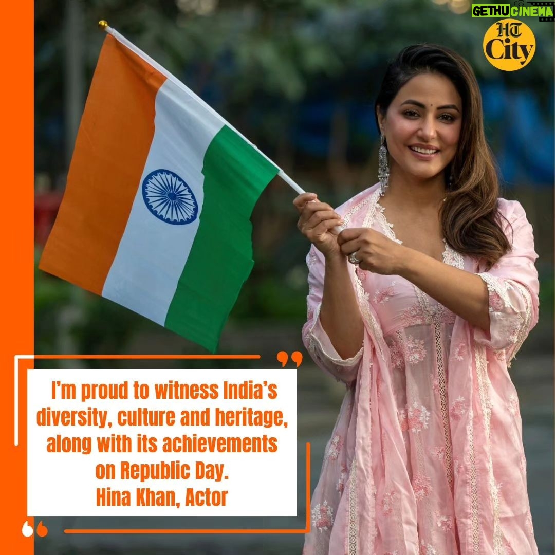 Hina Khan Instagram - Nothing makes Hina Khan prouder than watching the Republic Day parade. “I’m proud to witness India’s diversity, culture and heritage, along with its achievements,” Khan gushes, as she goes on to recall moments from her school days in Lucknow and Srinagar. “I’d look forward to flag hoisting, the march-past, getting sweets and partaking other festivities. I still get goosebumps when the National Anthem is played,” she says in an exclusive shoot with HT City. @realhinakhan @kavita600 📸 @vaalibate #RepublicDay #Indian #HinaKhan #Nationalflag #tiranga #ProudIndian #hinakhanfans
