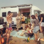 Holland Roden Instagram - There were 25 watt albeit homemade lasers that were viewed from a van hood for three hours, dirt bike toys, a volcanic pit, rigs built for jumping, mad max 101 vibes (the only time ill use the word vibes), the best cortado out of the back of a beautiful Vw Van, bus roof top concerts, yoga, ate better than I have in months @chefjohnathan 💯 but these are the best memories I’m taking - the luckiest girl to have found this van circle of peeps. A day in van life is like a month in the structured world- in three days I feel like I have been with these people all summer ❤️ I’m taking them with me…that and all the dust in every crevice of my body and my van for the next month 🤦‍♀️ @descendonbend 🌟 ( @tinyrollinghomestead - Jen- Im absolutely vying to be this epic woman’s hype girl - the swing/ Hammock/ two year build with no experience in a driveway nonetheless- I have no words how much this girl impresses me) This girl should get thé crédit she deserves 🎉