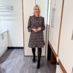 Holly Willoughby Instagram - Morning Tuesday… joined by @dexfletch today… so many questions to ask him. And the age gap couple who say love conquers all and age is but a number… see you on @thismorning at 10am… #hwstyle💁🏼‍♀️✨ dress by @boden_clothing ♥️