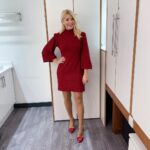 Holly Willoughby Instagram - Morning Friday!!!! Last day of term for us today… lots of fun and Christmas chaos… also joined by the @englishnationalopera who will be singing us through the morning… they need your help!!! Will explain more, so important we protect the arts!!! 🎭 #hwstyle💁🏼‍♀️♥️✨ dress by @franksldn shoes @lkbennettlondon 👠 🎅🏻