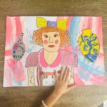Holly Willoughby Instagram – End of term take your artwork of the walls day… My Belle being inspired by @alanmeasles 🎀 Congratulations Sir Grayson Perry on your knighthood ❤️