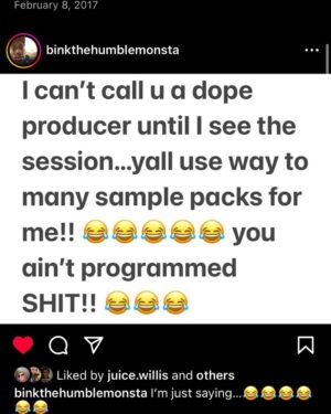 House Shoes Instagram - This is possibly the most real and accurate producer related post I have seen in a long time. 
Salute @binkthehumblemonsta.

If them drums ain’t yours that beat ain’t yours. 

Who the fuck ever thought different?

Yall new booty ass beat makers got it fucked up.

Open the gates for the safe ass producer comments.