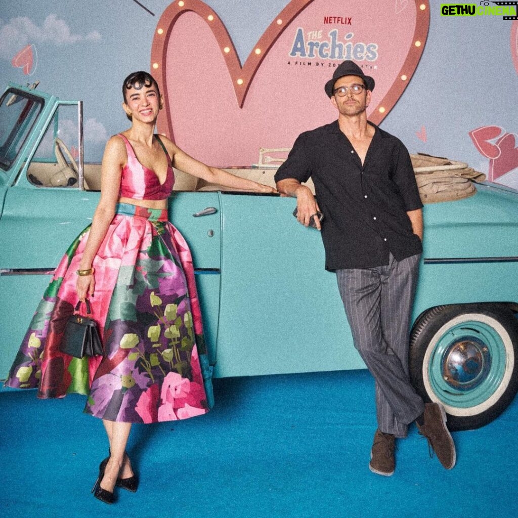 Hrithik Roshan Instagram - It was a whatfun night ! Watched #Archies and came out dancing ! Such a light hearted cloud of love this movie is. Our very best wishes to the entire cast and crew ! Especially the new brigade! All star actors one n all. Love you Zoya. (gimme a chance too please) The music , cinematography n choreography deserve to be mentioned. Bravo 👏 Congrats Netflix. Well done to you too :)