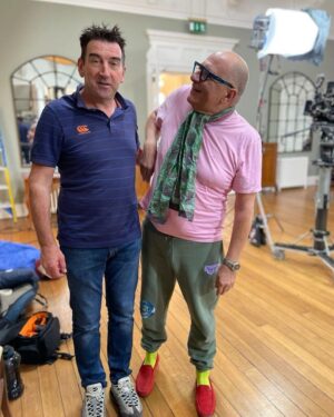 Hugh Wallace Instagram - Tonight is the final of @rtehomeoftheyear I thought I would share some of the behind the scenes of the final. 
1. Sam, sound man extraordinare 
2. Joe, camera genius 
3. The crew, incredibly hardworking. 
The show is about to begin…. 
Great excitement and nerves…… who will WIN? 🏆
#rtehomeoftheyear