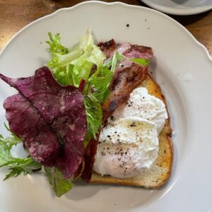 Hugh Wallace Instagram - Myrtle is a fabulous addition to foodie heaven in Ardee. 
The perfect poached eggs,crispy bacon, tea and toast with Jonathan’s delicious green gage jam. 
Photo with Jessica & Jonathon. 
#restaurant #louth #localbusiness #ardee