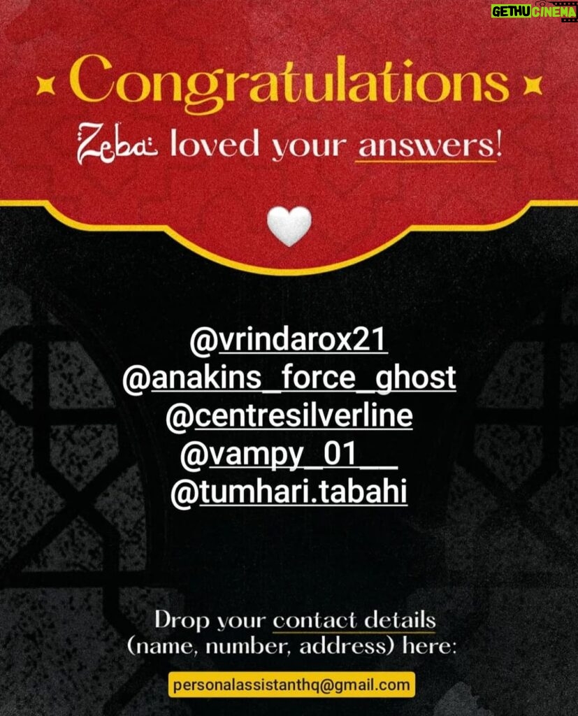 Huma Qureshi Instagram - Congratulations to all the winners!!! @vrindarox21 @anakins_force_ghost @centresilverline @vampy_01__ @tumhari.tabahi Pls send your postal address to the email listed to receive your copies 🤍 Thank you to all those who participated in the #Zeba contest