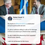 Humza Yousaf Instagram - My thanks to @markdrakefordwales, a dedicated and principled public servant. A Labour politician willing to call out the damage of Brexit and stand up to Westminster austerity. An ally in defending devolution from repeated Westminster attacks. I wish him all the best for the future.