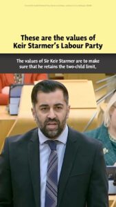 Humza Yousaf Instagram - These are the values of Keir Starmer’s Labour: ❌ Keep the Tory Bedroom Tax ❌ Keep the Tory two-child benefit cap ❌ Keep the Tory rape clause ❌ Keep tuition fees in England 📢 You can’t trust Labour to deliver change when they won’t even scrap the cruellest Tory policies. Scottish Parliament Building