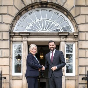 Humza Yousaf Instagram - Delighted to welcome @michelle.oneill.sf to Bute House.

We discussed hopes of a deal to restore power-sharing and the opportunity for more co-operation between Scotland & Northern Ireland.

Including on tackling Westminster's cost of living crisis and underinvestment in public services.