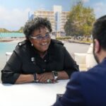 Humza Yousaf Instagram - 🏴󠁧󠁢󠁳󠁣󠁴󠁿🇧🇧 Pleasure meeting Prime Minister of Barbados @mamottley at #COP28, a leading voice on reforming global financial institutions through the Bridgetown Initiative. We also discussed how Scotland can share our significant expertise in renewables, offshore and onshore wind in particular. Dubai, United Arab Emirates