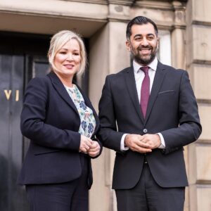 Humza Yousaf Instagram - Delighted to welcome @michelle.oneill.sf to Bute House.

We discussed hopes of a deal to restore power-sharing and the opportunity for more co-operation between Scotland & Northern Ireland.

Including on tackling Westminster's cost of living crisis and underinvestment in public services.