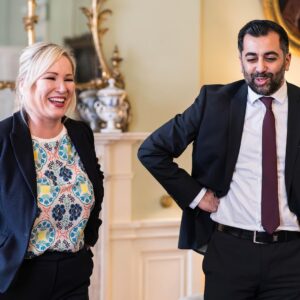 Humza Yousaf Instagram - Delighted to welcome @michelle.oneill.sf to Bute House.

We discussed hopes of a deal to restore power-sharing and the opportunity for more co-operation between Scotland & Northern Ireland.

Including on tackling Westminster's cost of living crisis and underinvestment in public services.
