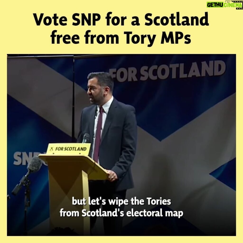 Humza Yousaf Instagram - In every Tory-held seat in Scotland @theSNP is in second place. And it's the Tories in second place in more than half of the SNP-held seats. So our message is clear: 🗳️ Vote SNP for a Scotland free from Tory MPs. Let's wipe the Tories from Scotland’s electoral map. Glasgow, Scotland