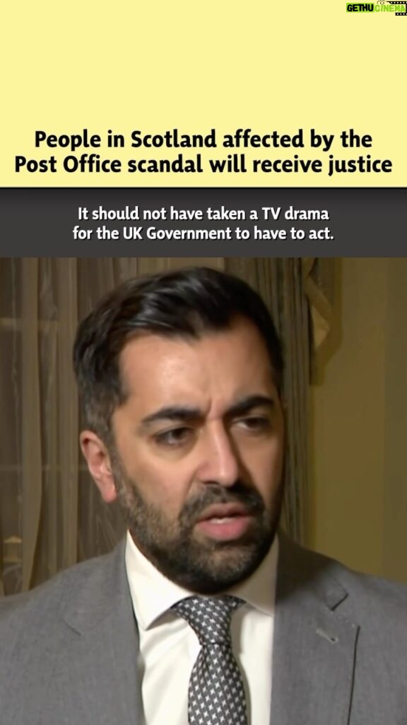 Humza Yousaf Instagram - It shouldn’t have taken a TV drama for the UK Government to act on the Post Office Horizon scandal. @scotgov will ensure those wrongfully convicted in Scotland receive justice. I’ve written to the Prime Minister, backing urgent action to ensure they receive compensation.
