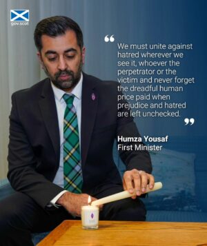 Humza Yousaf Instagram - This Holocaust Memorial Day we must unite against hatred wherever we see it, whoever the perpetrator or the victim. Humanity pays a dreadful price when prejudice and discrimination go unchecked.