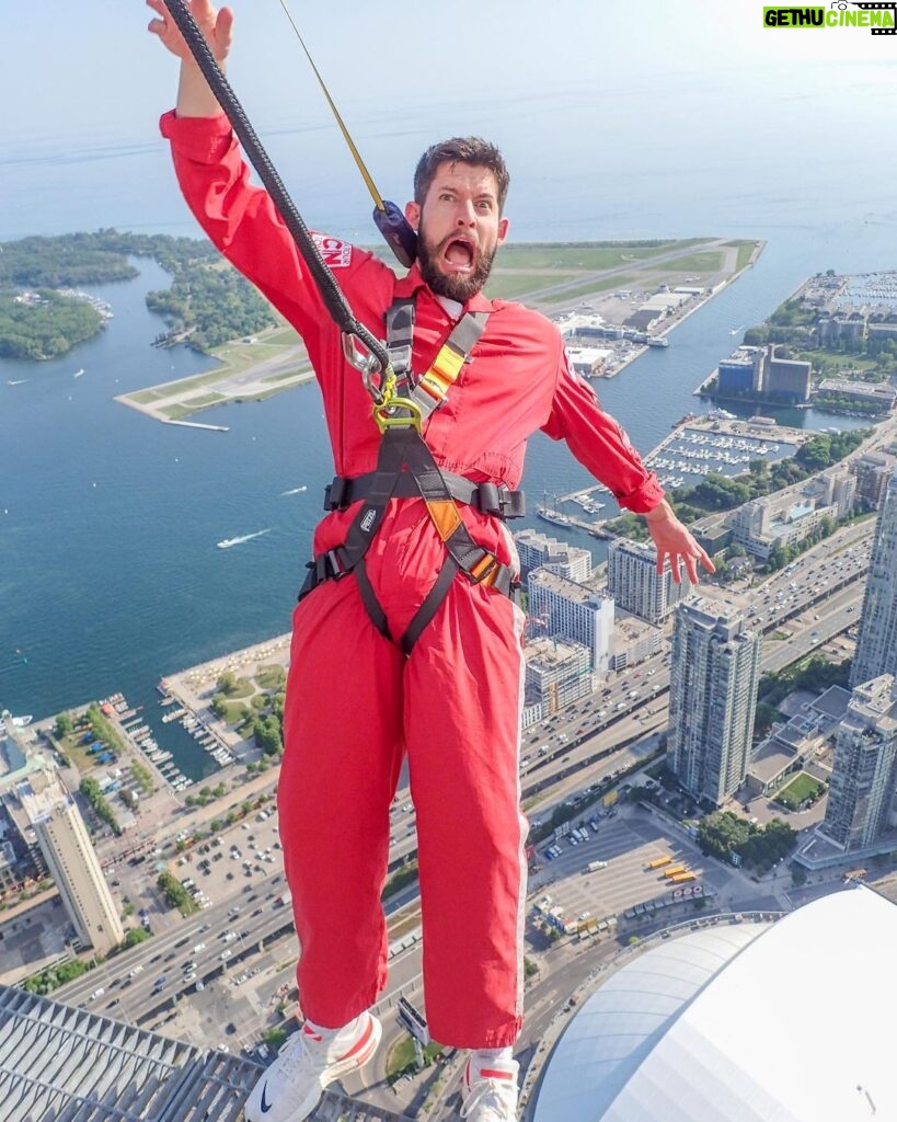 Hunter March Instagram - They asked me to smile in some promo pics for the Edge Walk at @cntower but I just got the photos back and apparently when I thought I was smiling I was actually screaming. My bad. Goofed up big time. I actually had a great time highly recommend it. I’m not crying in the last one. #toronto #cntower #edgewalk