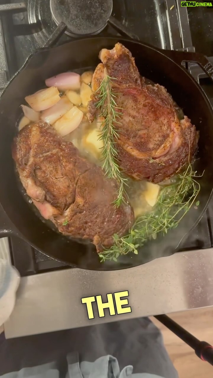 Hunter March Instagram - THE PERFECT DATE NIGHT STEAK 🥩 also works if you’re alone 🥳 This is a simple cast iron seared steak with rosemary, thyme, garlic, shallots, butter, and my favorite non-alcoholic beer Just The Haze by #samadams #samueladams #ad #nonalcoholic #nonalcoholicbeer