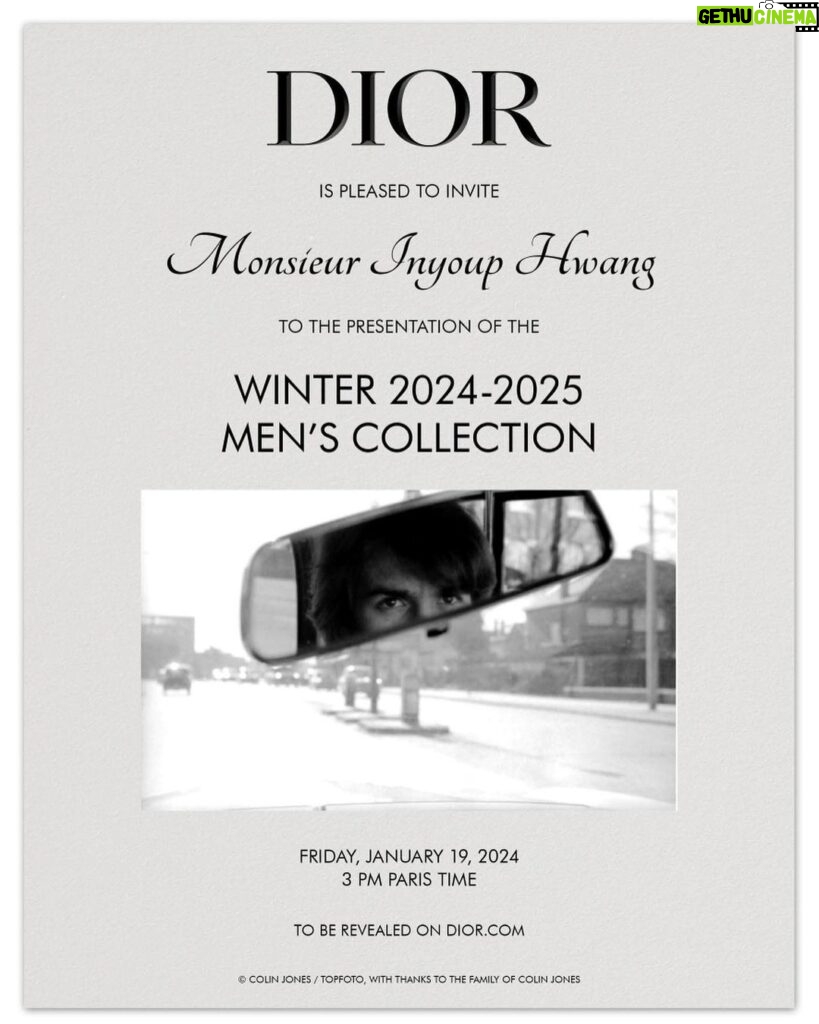 Hwang In-yeop Instagram - DIOR WINTER 2024 MEN’S COLLECTION – JANUARY 19TH 3PM PARIS TIME – TO BE REVEALED ON DIOR.COM 1월 19일 금요일 오후 11시 (한국 시간) 파리 현지에서 열리는 킴 존스의 WINTER 2024 MEN’S 컬렉션이 DIOR.COM을 통해 공개됩니다. #Dior #DiorWinter24