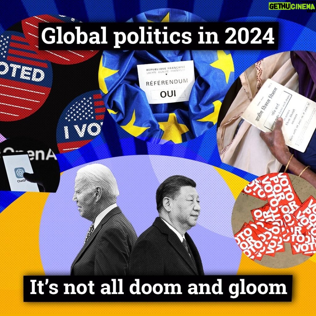 Ian Bremmer Instagram - Feeling a little scared about the year ahead? @ianbremmer has good news for you: global politics in 2024 won’t be all doom and gloom. For starters, 2024 will be the biggest election year in history, with more than half of the world’s population in over 60 countries going to the polls. With so much at stake, people are understandably worried. Yet most of these elections, especially the big ones, aren’t troubled at all. For more geopolitical optimism, and to understand the bright spots to watch for in 2024, read @ianbremmer’s column at the link in @gzeromedia’s bio. #ianbremmer #news #Democracy #2024 #Elections #Election