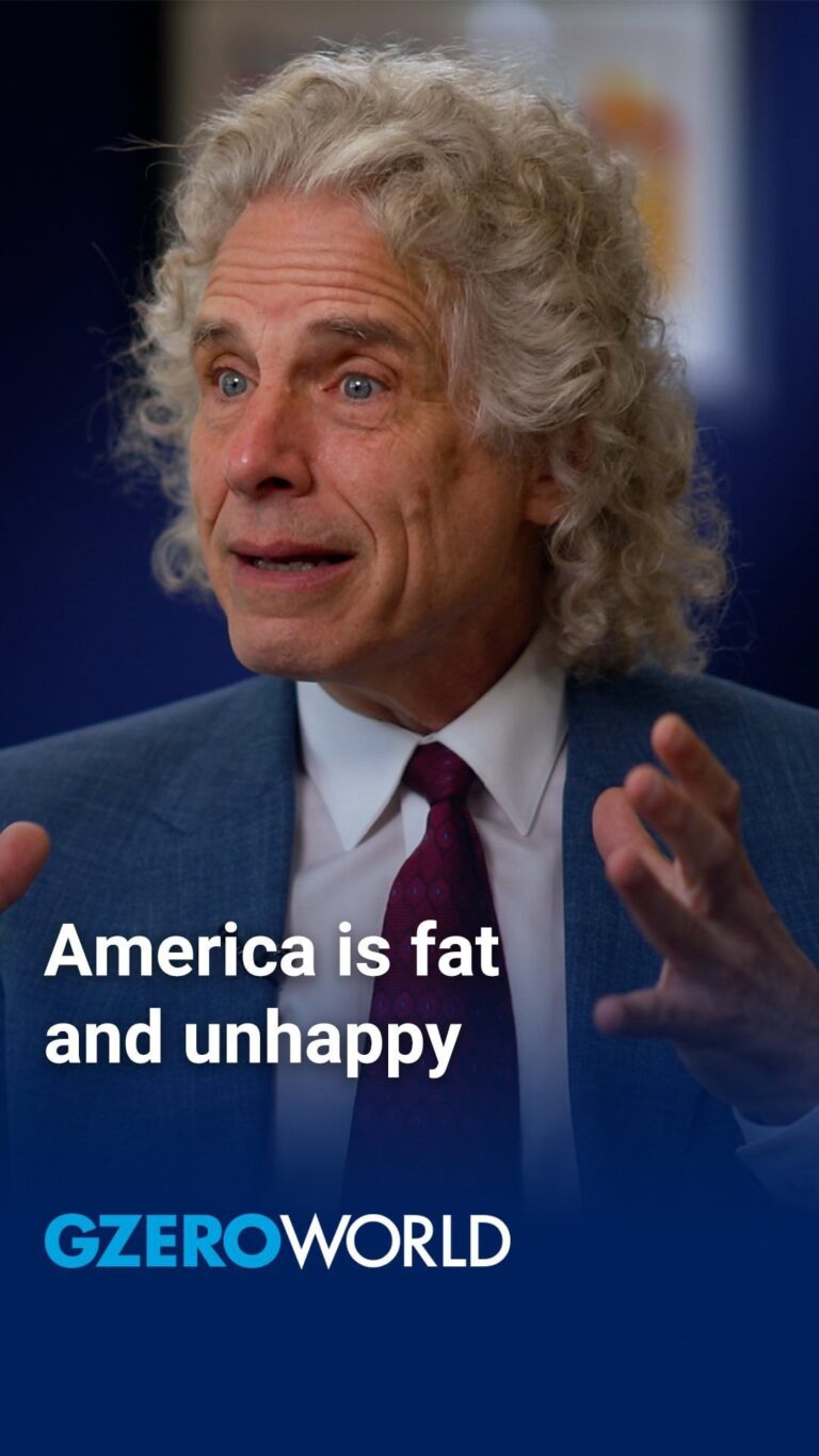 Ian Bremmer Instagram - Americans are fatter and less happy than their peers in other affluent Western democracies, Harvard psychologist @sapinker says. He explains that the US is an outlier among affluent Western democracies. It’s rich. It’s more or less democratic. Yet it has lower life expectancy than its counterparts. It has poor scores on math tests, has more obesity, more drug addiction, more violence.  He joined @ianbremmer on #GZEROWorld last year to dive into a puzzling question: Why is the United States punching below its wealth in so many measures of wellbeing?  Follow @gzeromedia for more from our weekly global affairs TV show, #GZEROWorld. #stevenpinker #ianbremmer #Wellness #Wellbeing #UnitedStates #USA