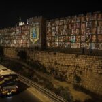Ian Bremmer Instagram - the faces of those kidnapped by hamas projected onto outer wall in old city of jerusalem