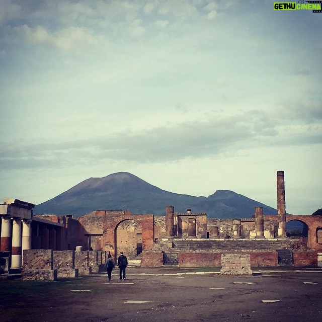 Ian Harding Instagram - Pompeii and Vesuvius.