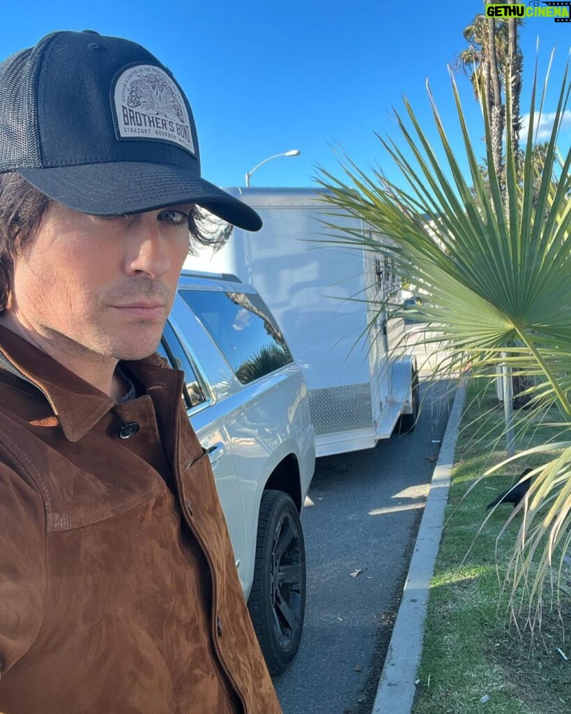 Ian Somerhalder Instagram - In the city, through wind storms and cutting our way through downed trees, our equine kids and this trailer get around. Thank you @featherlitetrailers for building this thing with us. We LOVE it! Oh and yes, I sometimes have to park like an A**hole! #farmlife
