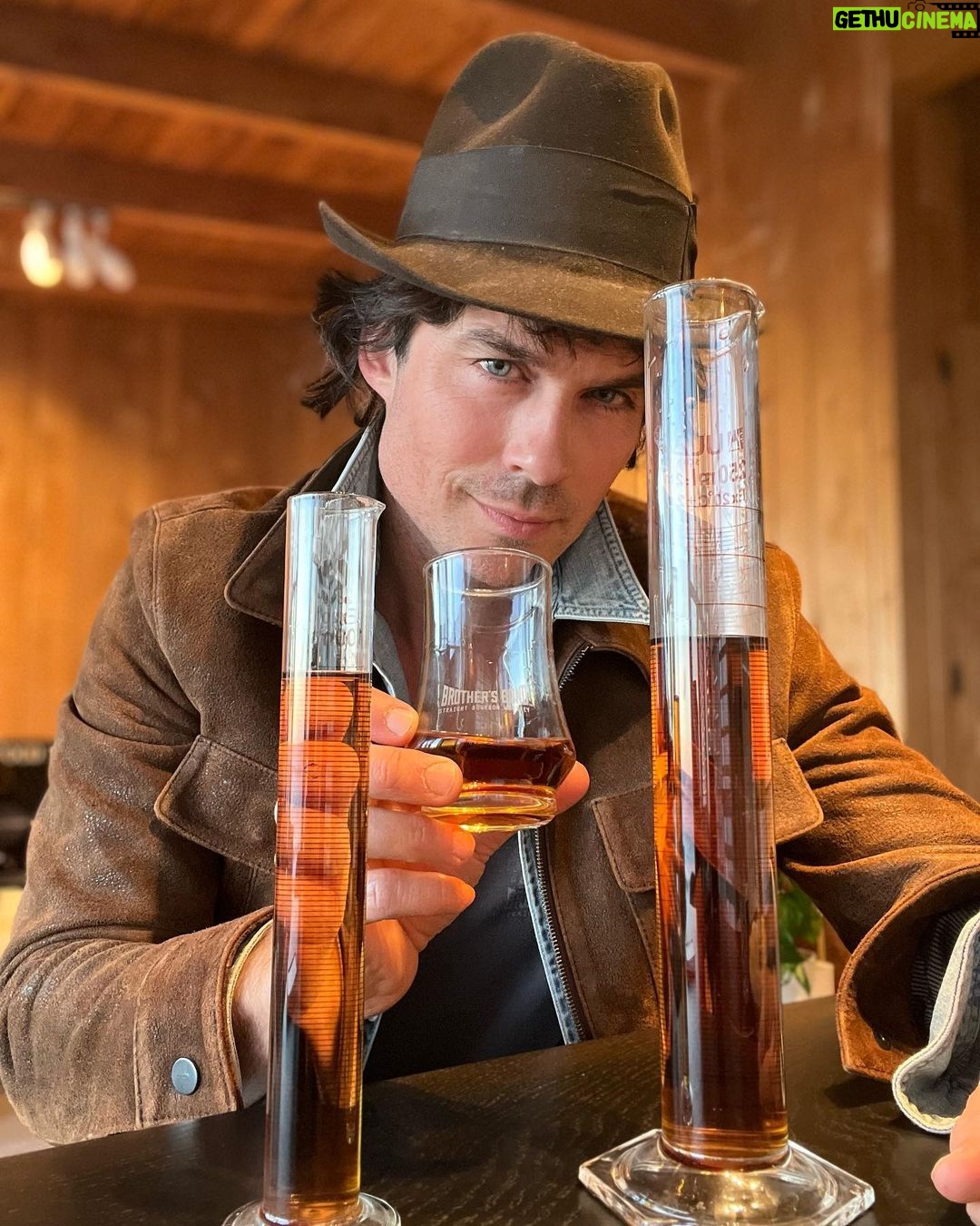 Ian Somerhalder Instagram - I’m over the moon. Blending our AWARD WINNING @brothersbondbourbon RYE has been one of the craziest journeys of my life. More to show you later about this journey. This dusty Stetson hat (I refuse to clean for superstitious reasons) was usually with me as my good luck charm. Thank YOU to all the Spirit competition panels for recognizing our wild passion for and incredibly hard work for flavor and quality. Thank YOU also to our online, retail and on premise customers for getting this to drop and share MAY 1st for you all to try. Get this RYE it will go FAST. Thank you to our distillery and bottling team. Your passion and expertise is unparalleled. Wow. Mind blown. 🤯 Love you ALL.