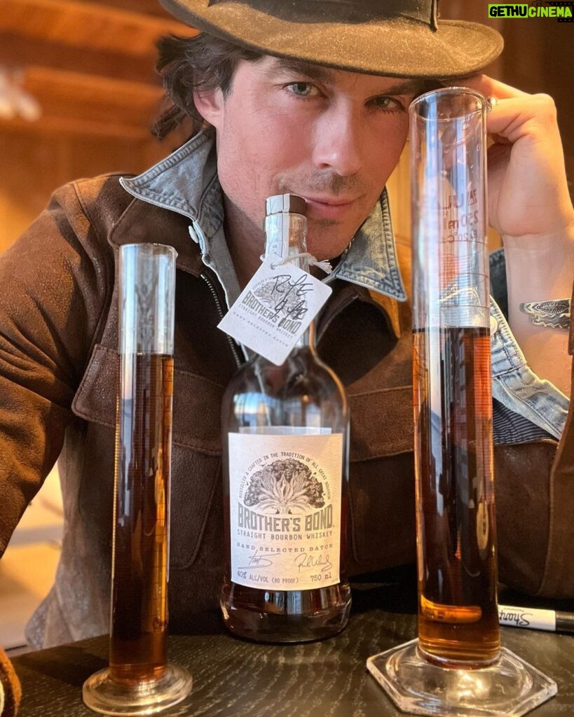 Ian Somerhalder Instagram - I’m over the moon. Blending our AWARD WINNING @brothersbondbourbon RYE has been one of the craziest journeys of my life. More to show you later about this journey. This dusty Stetson hat (I refuse to clean for superstitious reasons) was usually with me as my good luck charm. Thank YOU to all the Spirit competition panels for recognizing our wild passion for and incredibly hard work for flavor and quality. Thank YOU also to our online, retail and on premise customers for getting this to drop and share MAY 1st for you all to try. Get this RYE it will go FAST. Thank you to our distillery and bottling team. Your passion and expertise is unparalleled. Wow. Mind blown. 🤯 Love you ALL.