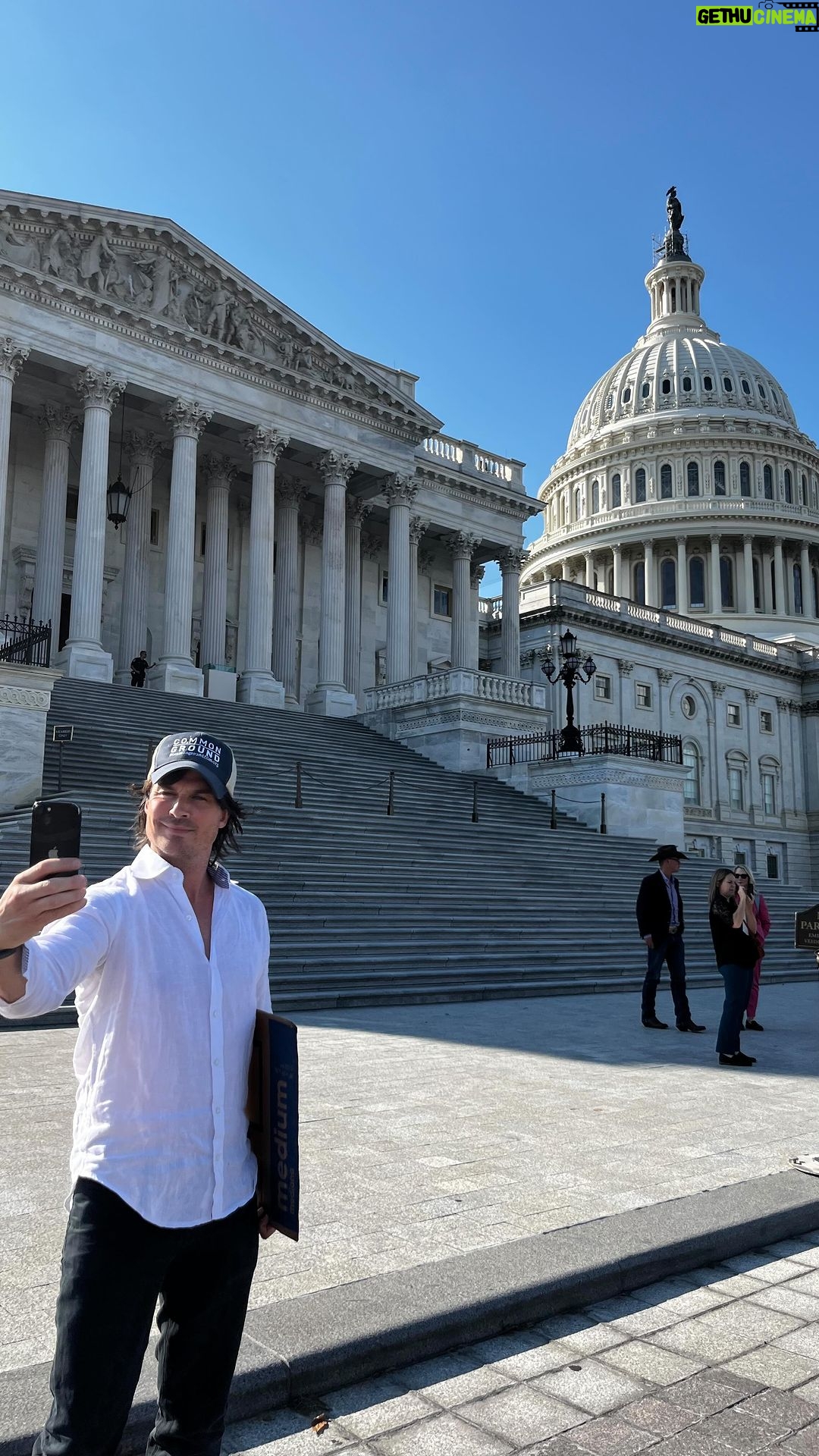 Ian Somerhalder Instagram - Behind the scenes of an incredible day as @iansomerhalder visited @fox5dc and Capitol Hill! 🙌🏻 We spent the day lobbying around #regenerativeagriculture in the 2023 Farm Bill, and had a special screening of #CommonGroundMovie , along with @rosariodawson , @farmgreen13 and @kisstheground 🌱 This is only the beginning! Be part of the movement! 🎟️ click the link in our bio to get your tickets now!