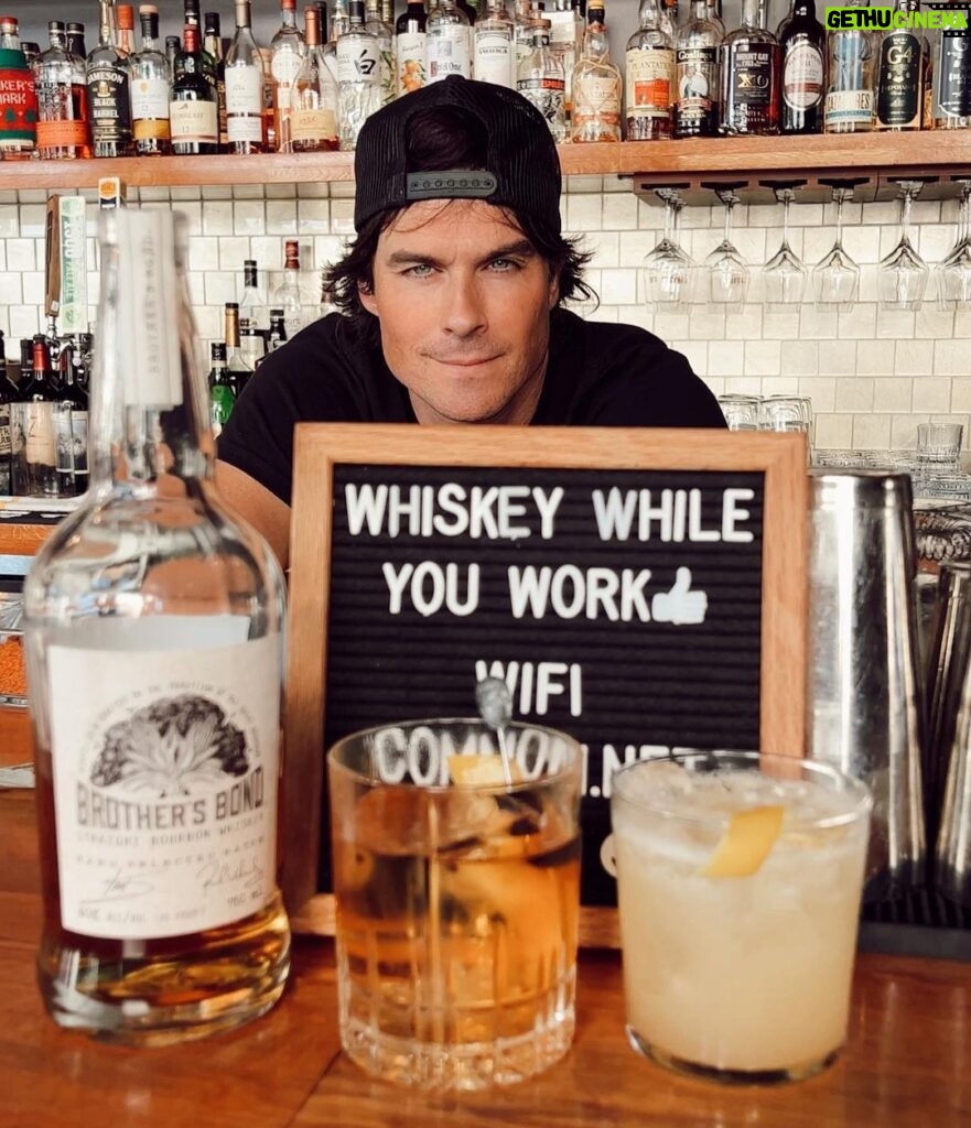 Ian Somerhalder Instagram - Life is all about balance. Making and enjoying some cocktails with my guy Stan at @tavernalameda . This @brothersbondbourbon Old Fashioned is UNREAL. Get in there and order it, tell ‘em Ian sent you ;) #BrothersBondBourbon Town Tavern Alameda, CA