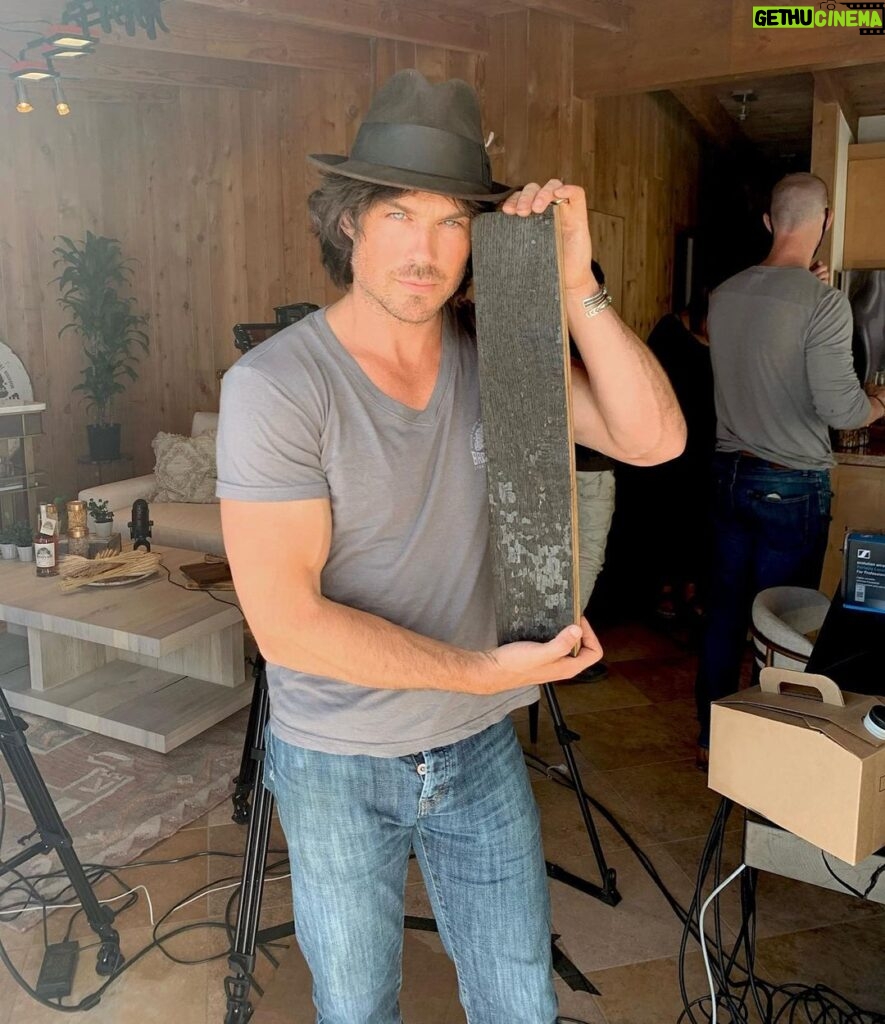 Ian Somerhalder Instagram - One year ago today… So proud of this charred piece of American oak from our barrel. Have you ever been in love with a burnt piece of wood? If not- you’re missing out!