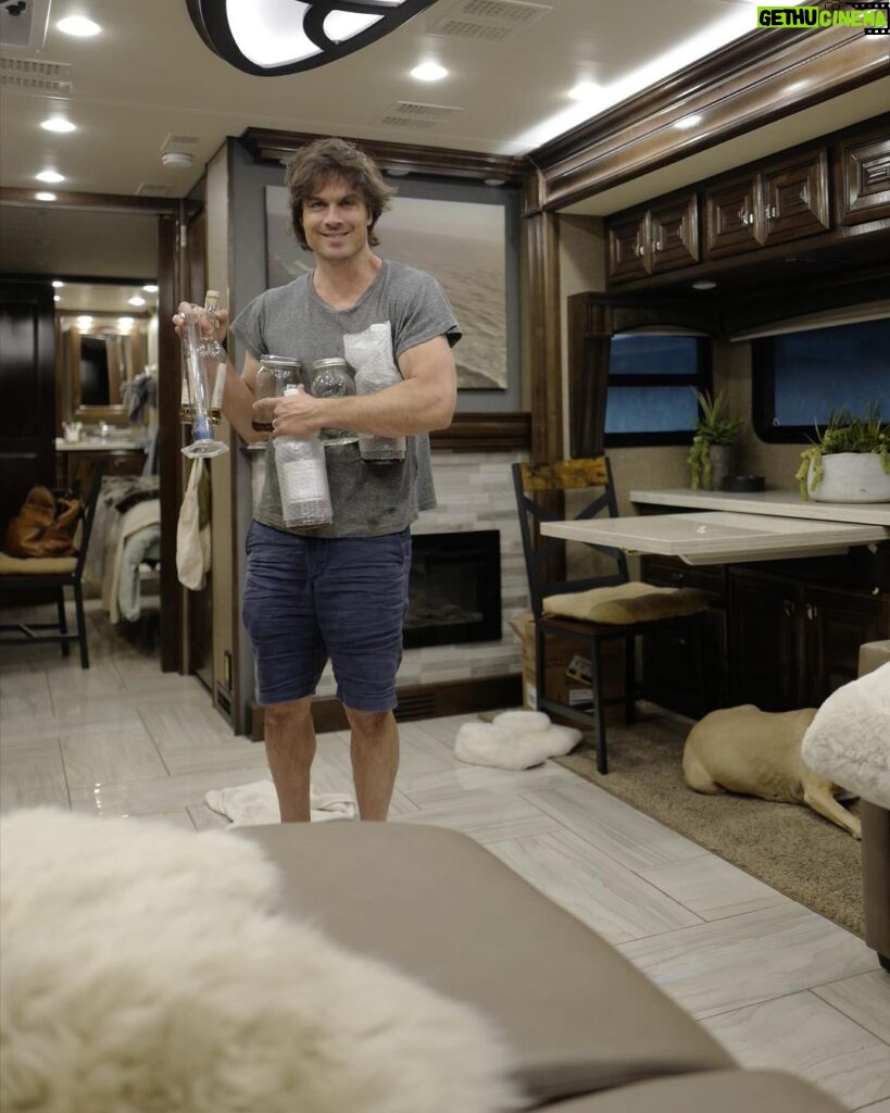 Ian Somerhalder Instagram - After being on the road coming home loading up animals and unpacking the little gifts that make my farm life so good… THANK YOU @fleetwoodrv for building my dream home away from home. The flowing river of memories created in this thing is magic. Pure magic. If you want to disconnect but have a literal circus ☺️ that you must travel with, no matter how large or small- this is the way. Wow. Just find the right place, get organized for optimal peace and just BREATHE. Good luck out there. Nature awaits you.