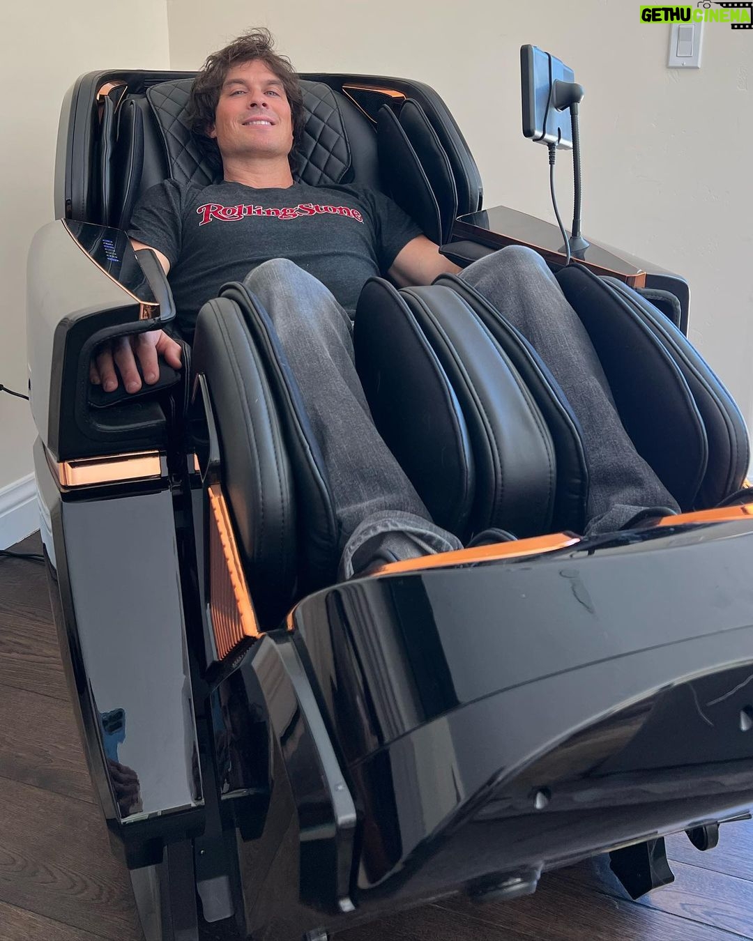 Ian Somerhalder - 1 Million Likes - Wow #kahunachair @kahunachair you have changed my game! ALL I’ve ever wanted in my ADULT life is a massage chair. Running a company and a family puts me not having time for a massage. This is an early Father’s Day present! Woooohooooo! My wife made it happen. Wow. These @kahunachair chairs are truly amazing. Engineering. Is. Next. Level.