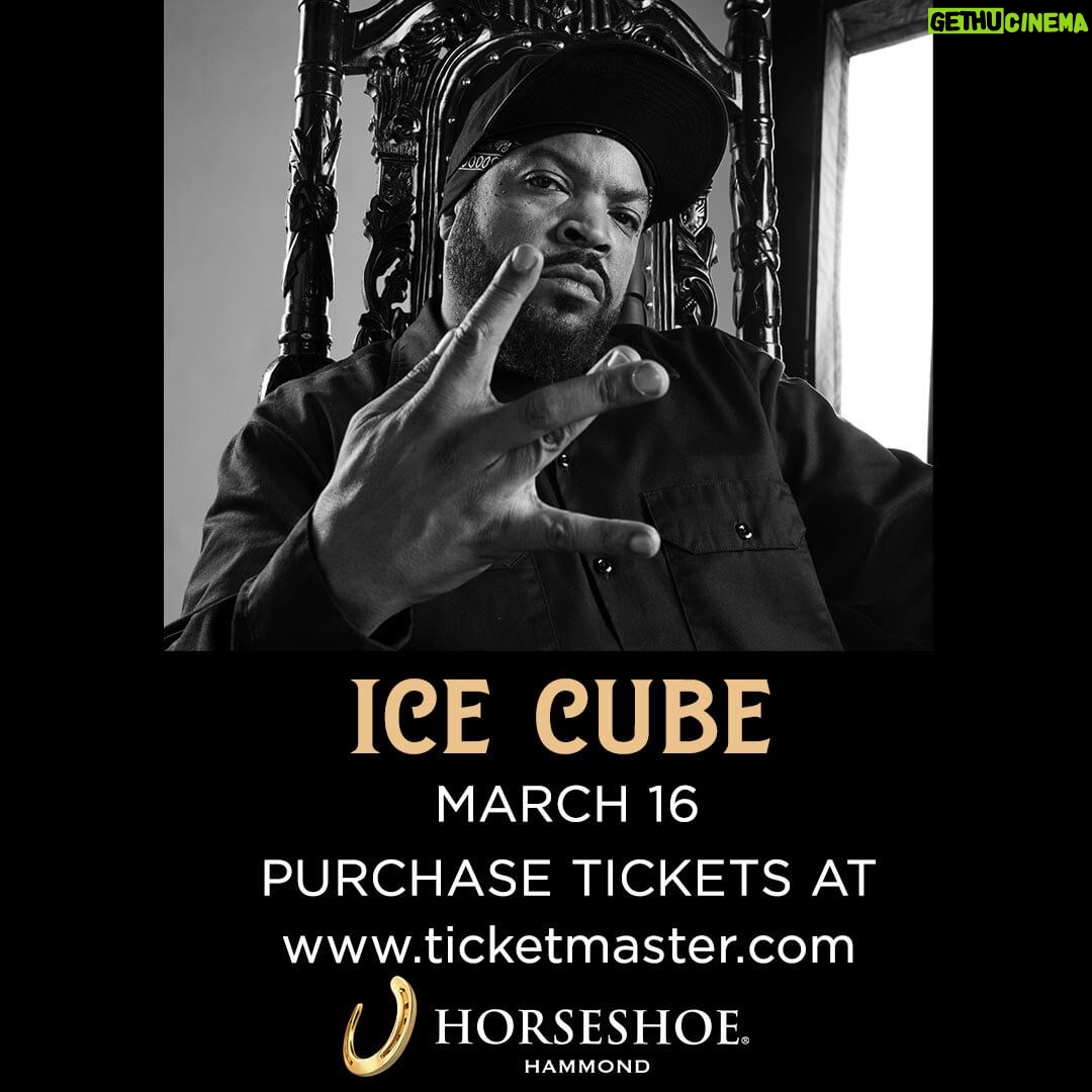 Ice Cube - 30.5K Likes - Hey Hammond,
On 3/16, I’m on my way and I’m not going to play.
Gaffle up those tickets—icecube.com/tour (link in bio).