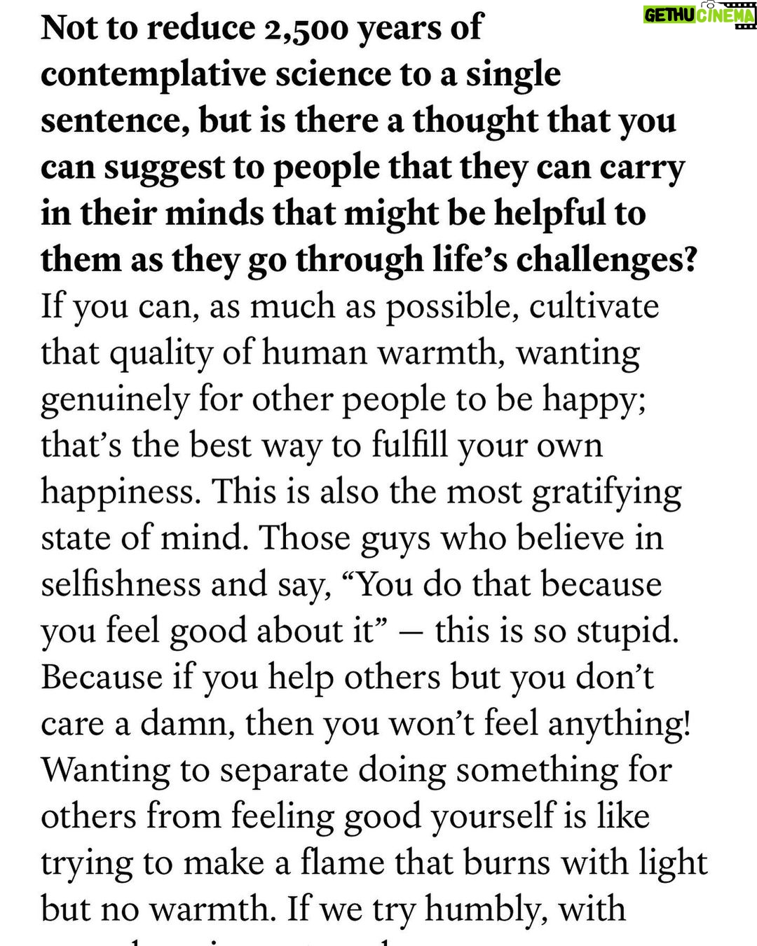 Ilfenesh Hadera Instagram - I wish everyone would read this @nytmag article- I was thinking a lot last weekend about peace (see previous post) and happiness and the single most important thing needed to achieve/maintain a peaceful life. Many of you responded that it comes from within and I agree, but that’s so general! What specifically? I kept on coming back to compassion and how crucial it is to living a happy “unbothered” life. Nice to have theory confirmed by the ‘world’s happiest man’ ;) For me, peace can exist without happiness (temporarily) but the other way around…not so much Give a read and pass it on if you can~ swipe for a few things that really resonated. Shame to have an article like this locked behind a paywall #nytmag #nytimes