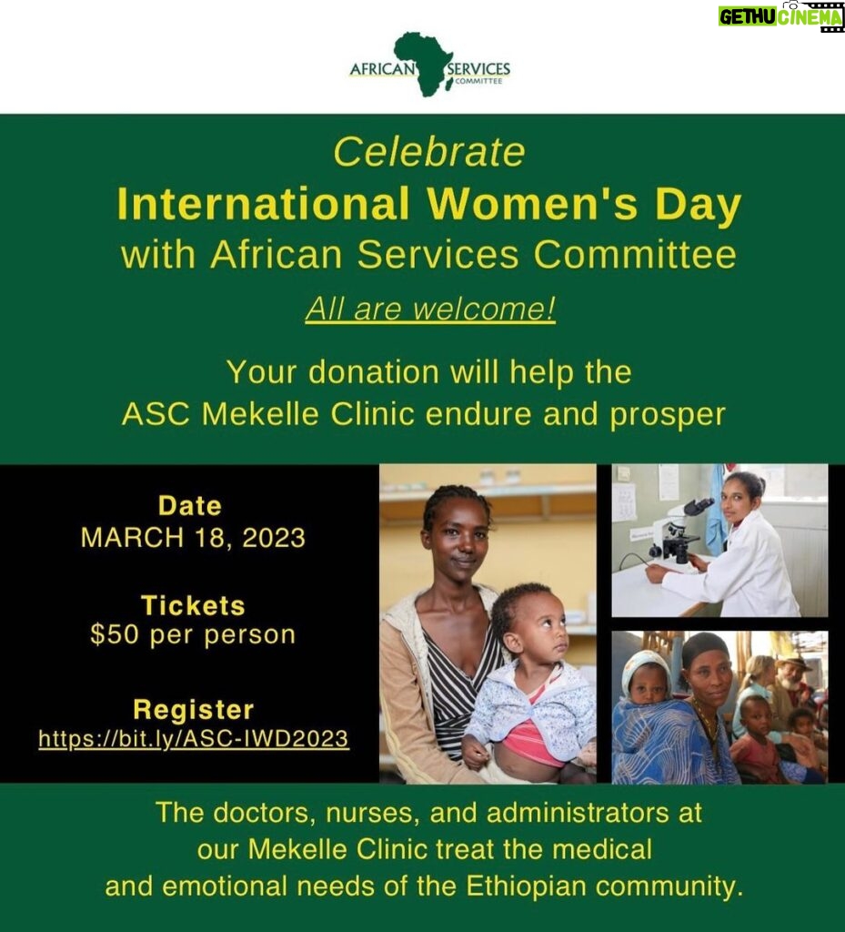 Ilfenesh Hadera Instagram - Please join my @africanservices family this Saturday March 18th in Harlem to celebrate the social and cultural achievements of African women. The doctors, nurses, and administrators at the Mekelle, Ethiopia Clinic treat the medical and emotional needs of the Ethiopian community. Whether you’re able to join us Saturday in NY or make a donation at the link in my bio, your contribution and participation will help ensure essential services such as nutritional support for women, infants, and children, as well as STI prevention and contraception for generations to come. I know everyone has their cause but there is truly no donation too small (suggested $50 but anything is greatly appreciated) especially as Tigray works overtime to bounce back from a years long civil war. With love and gratitude- Ilf African Services Committee