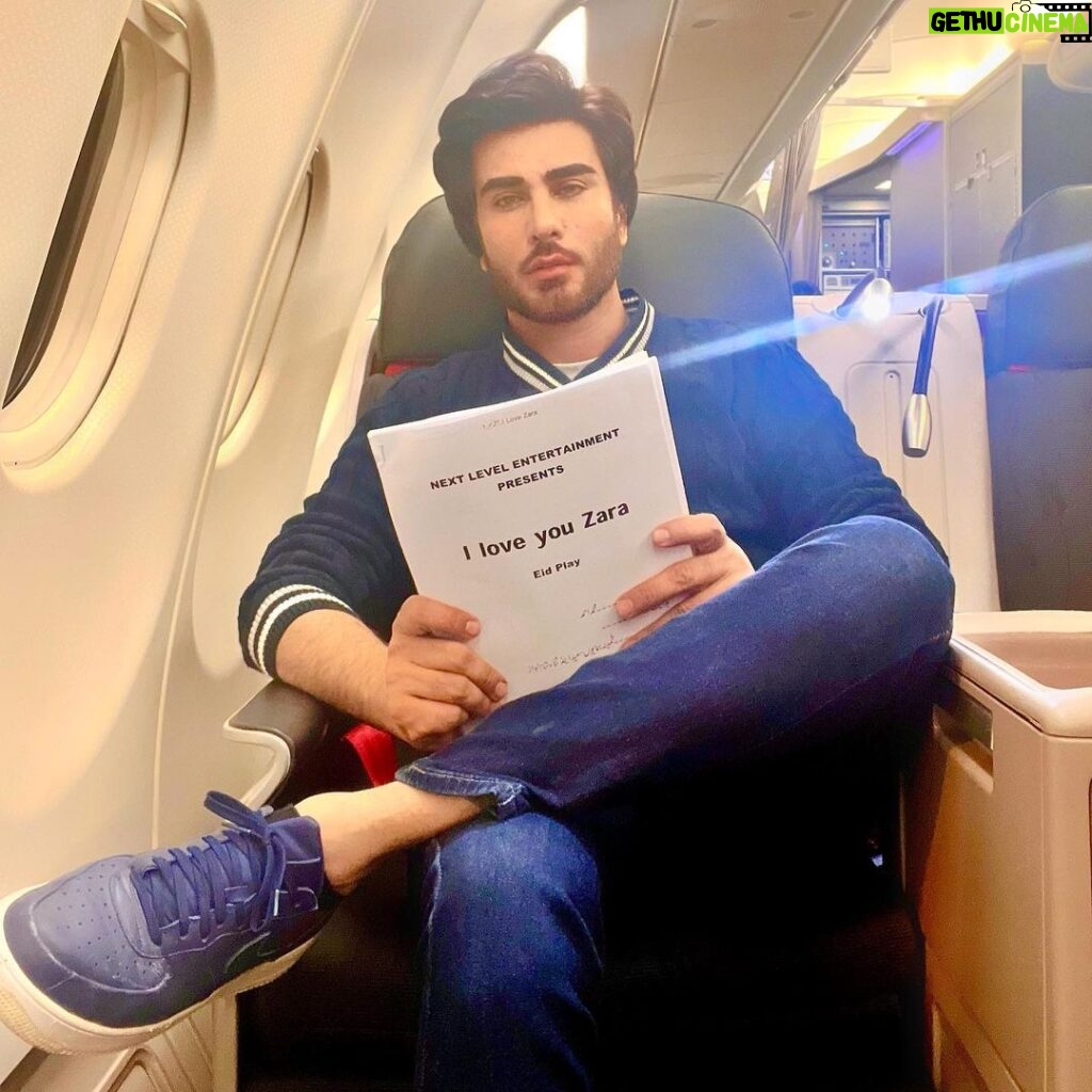 Imran Abbas Instagram - When the only time to give script a read is while you are onboard.. On my way to London again. By the way don’t forget to watch “ I LOVE YOU ZARA” on Eid day, only on ARY. Somewhere Under the Sky