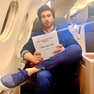 Imran Abbas Instagram - When the only time to give script a read is while you are onboard.. On my way to London again. By the way don’t forget to watch “ I LOVE YOU ZARA” on Eid day, only on ARY.