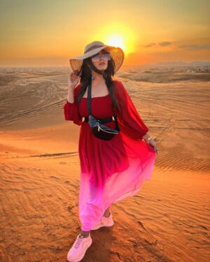 Inchara Joshi Instagram - "Wanderlust and desert dust."❤️🧿
Pc:@mansi._.joshi 

#dubaidairies #wanderlust #desertsafari #desertsafaridubai #incredibleindia #incredible #camels #incharajoshi #inchu #inchara #actor #actress #viral #trending #dubaipost #desertpics #photooftheday #uae🇦🇪 #vacationmode #katheyondushuruvagide #starsuvarna #geminitv #sahana #radhika #freshdesertair