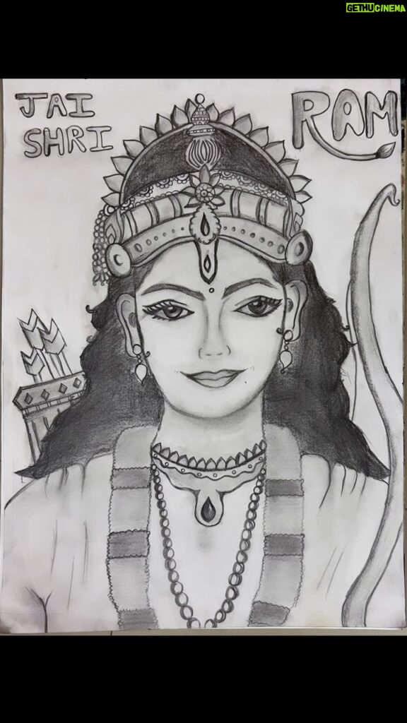 Inchara Joshi Instagram - Jai Shri ram ❤️🧿 Haven’t learnt sketching or painting but it’s a hobby so wanted to do something for Prabu ram 🙏🏻💙 So tried sketching him if there are any faults forgive me and move on😅✨🧿 #inchu #prabhuram #shriram #ayodhyarammandir🚩 #ramasketch #ramdrawing #ramshading #ramalalla🙏♥️🧿 #ayodya #incharajoshi #inchara #shading #drawing #sketch #ramram