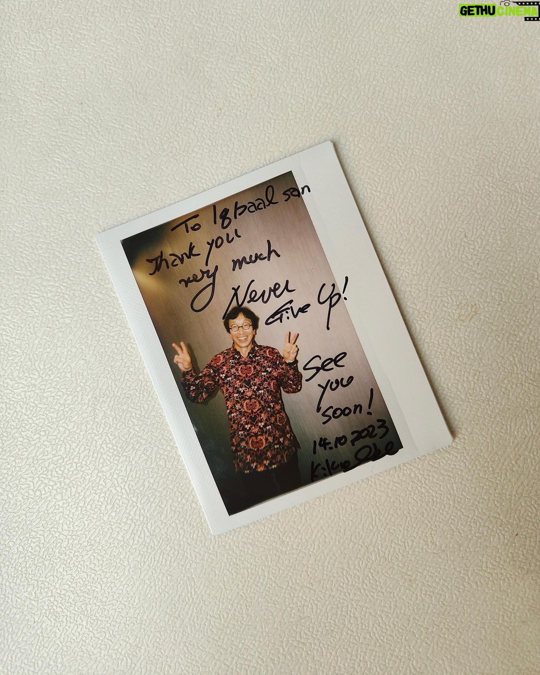 Iqbaal Ramadhan Instagram - G-Shock was my first watch ever! So when I heard the news that Ibe-san is coming down to town, I flew back from Melb to JKT so that I can tell him how much I adore everything he has created. I needed to show my gratitude to him. I wanted him to know that I actually spent my money on my first watch, and it was on his creation. He said “very nice, thank you very much!”. Later, he told me not to give up, and he reiterated these words on a t-shirt and this polaroid of mine. And I thought to myself “I will. I will Ibe-san”. I reckon manifestation is real huh🫠 Shoutout @hypebeastid @casiostore_id @gshockindo for the chance! #kikuoibe 📸: @jozz_felix