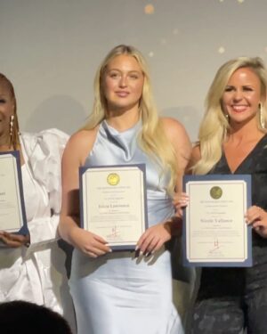 Iskra Lawrence Instagram - Thank you @lastylemagazine for honoring me with this award and @fionamacpa for the certificate from the State of California for my impact of raising awareness of EDs and pushing unretouched, inclusive marketing in the fashion industry - I never could have dreamed of being in a room with so many powerful women and change making humans. This was such a special evening that I’ll remember always, and thank you @rosgold for being by my side to experience this and make it all possible💕 

Shoutout to Ros for pulling this look together in less than 24 hours and to all the wonderful PR teams who wanted to dress me:
Dress + Blazer - @reformation 
Shoes - @louboutinworld 
Earrings - @muglerofficial x @hm